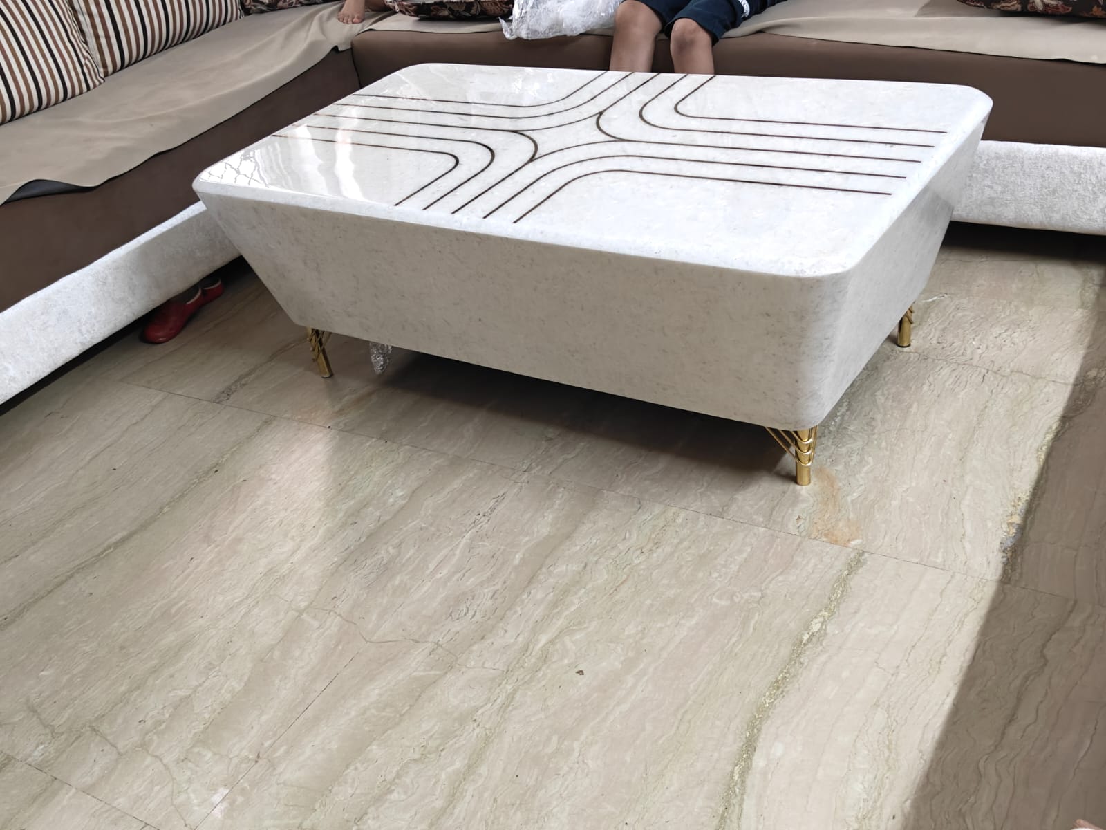 Customer photo of an inlay center table in a client home